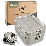 homeAct Premium Brotdose Edelstahl 3 in 1 auslaufsicher | 1800ml Lunchbox aus Metall mit GRATIS Ersatzdichtung | klimaneutral | Edelstahl Bento Box Brotbüchse | Vesperdose für Schule & Arb