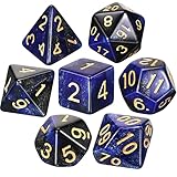 7 Stücke DND Würfel Set Polyeder Würfel Set mit Schwarzen Beuteln Dungeons and Dragons Würfel Set Rollenspiele Würfel Set für Pfadfinder Rollenspiele RPG (Blau und Schwarz)