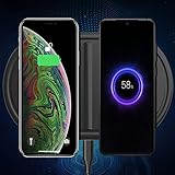 LZJKFY Kabelloses Ladegerät, Dual Wireless Charging Pad 10W, Schnelles Laden von 2 Geräten gleichzeitig, Kompatibel für iPhone AirPods Galaxy Pixel MoreBlack