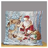 Weihnachtliche Gobelin-Kissenhülle Waldbescherung 45 x 45 cm Dekokissen Kissenbezug Zierkissen Sofak