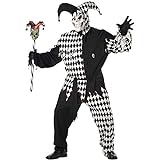 Generique - Böser Clown-Kostüm für Herren Harlekin Halloween-Kostüm schwarz-Weiss - XXL