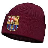 Barcelona F.C. Offizielle Fußball-Strickmütze, Motiv: Wappen des FC Barcelona, ideal als Geschenk für Fußballfans, Herren, rot, One Size (adult / youth)