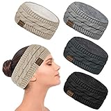 4 Pcs Winter Gestrickte Stirnband Damen Mädchen Frauen Häkelarbeit Stirnbänder Verdicken Haarband Ohrenwärmer Headwrap Kopfband Elastische Partei Outdoor-Sp