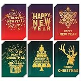 DPKOW Weihnachtskarten & Happy New Year Grußkarten & Geschenkumschläge & Etiketten Aufkleber für Weihnachtsaktivitäten Familie, Weihnachtsgeldumschläge Geschenkkarte, Weihnachtsfeiern, 24 Stück