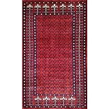 Amma Carpets Handgefertigter Wollteppich Rot handgeknüpft Luxus Teppich 90 x 150
