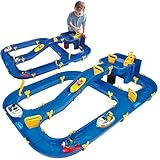 BIG - Waterplay Niagara - Wasserbahn blau, 130 x 90 x 22cm große Bahn, mit 3 Booten, Wasserflugzeug und 4 Spielfiguren, 2 Schleusen und Handkurbel zur Wasserregulierung, ab 3 J