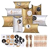 CENXINY Adventskalender zum 24 Stück,Weihnachtskalender Geschenkpäckchen DIY Addentskalender zum Selbstbefüllen Adventskalender Selber Befüllen 24 STK Schachteln Golden und Silb