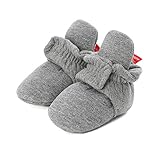 LACOFIA Baby Jungen Mädchen Winter Krabbelschuhe Baby rutschfest Weiche Sohle Slipper Stiefel Dunkelgrau 0-6 M
