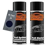 TRISTARcolor Autolack Spraydosen Set für Ford J4 Deep Impact Blue Perl/Indic Blau Metallic Basislack Klarlack Sprühdose 400