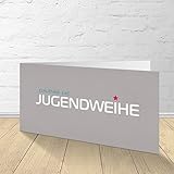 5 Karten zur Jugendweihe mit Umschlägen, Motiv'Stern', Einladungskarten zur Jugendweihe, Klappkarten im Set zu 5 Stk