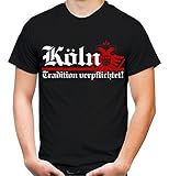 Köln Tradition Männer und Herren T-Shirt | Fussball Ultras Cologne Geschenk | FB (4XL, Schwarz)