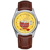 Herren-Armbanduhr, luxuriös, braunes Leder, Quarz-Uhr, Sport, Weihnachten, männliche Uhr, maßgeschneiderte Farbe, mexikanische Lebensmittelschale,