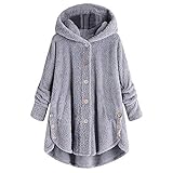 SALEBLOUSE Damen Fuzzy Teddy Fleece Sweatshirt Loose Fit Langarm Hoodies Dicke Warme Pullover Frauen Herbst und Winter Lässig Übergröße Kapuzenpullover Outwear Mäntel Jumper Hoody Bluse Top