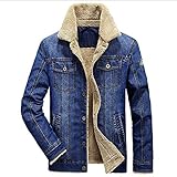 Herren Warme Jeansjacke - Herren Winter Dickes Fleece Brusttaschen Rodeo Gefütterter Jeansmantel Mode Herren Cowboy Top Verdicken Warme Winter Outwear Übergröße Outwear M - 5XL,Denim Blue,5XL