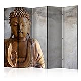 murando Raumteiler Spa Zen Buddha Foto Paravent 225x172 cm einseitig auf Vlies-Leinwand Bedruckt Trennwand Spanische Wand Sichtschutz Raumtrenner Home Office braun grau b-B-0193