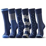 raku. Socken Herren Business 6 Paar Classic Atmungsaktive Baumwolle Komfortbund, Ideal für Business Freizeit Arbeitssocken Anzug (Blau, 43-46)