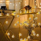 LED Lichterkette Marokkanische,6M 40 LEDs Kugeln Orientalisch Silber Lichterkette,Warmweiß USB/Batteriebetrieben 6M Lichterkette Außen/Innen Deko für Garten,Terrasse,Hof,Zimmer,Party,F