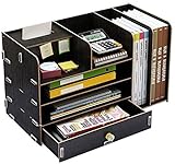 Rollcontainer,Aktenschrank Mobiler Aktenschrank Aktenschränke Schreibtisch Tidy Stationäre Speicherschrank Täglich Desktop-Regal Kleines Zubehör Organisiert Holz Home Office Möbel (Color : Black)