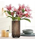 Glasvase, Nordische minimalistische kristallklare Blumenvase Dekorative Vase Römische Säulenvase Blumenarrangement Dekoration Ornamente für Home Office Dekor, Geschenk für Hochzeit, Einweihungsparty