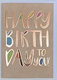 A4 XXL Geburtstagskarte Happy Birthday Schrift kupfer b