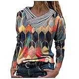 Watopia 2021 Damen Sweatshirts, Kapuzenpullover Hoodie Mit Mode Chic Classic Diamant Geometrie Motiv Pullover Langarm Blusen Beste Casual Sweatshirts Blusen Tops Herbst und Winter Sw