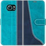 Mulbess Handyhülle für Samsung Galaxy S6 Edge Hülle, Samsung S6 Edge Hülle Leder, Etui Flip Handytasche Schutzhülle für Samsung Galaxy S6 Edge Case, Mint B