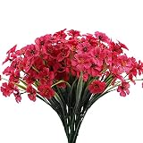 15 Bündel künstliche Blumen, UV-beständig, künstliche Blumen, Sträucher, Pflanzen für den Außenbereich, Garten, Veranda, Fenster, Box, Dekoration, Hängetopf (rot)