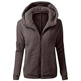 Vmiozizc Winter Jackets for Women Fashion Solid Wool Zipper Cardigan Faux Warm Outerwear Long Sleeve Hoodie Coat-X-Large,C