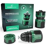 RASENWERK® - Gartenschlauch Steckverbinder mit Aquastop für 1/2 und 5/8 Zoll Schlauch - Wasserstop Premium Schlauchverbinder - Universeller Connector - 2 Stück