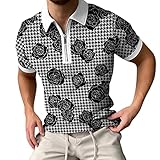 FASLOLSDP Herren Poloshirt Kurzarm Sommer Casual T-Shirt Basic Freizeit Lässiges Polohemd für Männer Elegante Drucken Golf Shirts Umlegekragen Kurzarmshirt F