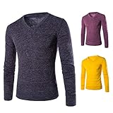 SJLMP Herren Slim Waist Pullover V-Ausschnitt Pullover V-Ausschnitt einfarbig edler und eleganter Leichter Strickpullover Business lässiger Feinstrickp