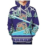 WSDZN 2021 Herrenweihnachtsneuer Lässiger Digitaler 3D-Druck-Kapuzenpullovers, Langärmeliges Sweatshirts mit Kordelzugtasche, Herbst Winter Modische Trendy Streetwear,bequemes warmes Oberteil,Homew