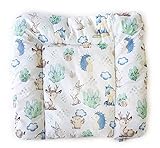 Clevere Kids Wickelauflage Sterne und Tiere 65x70 cm OEKO-TEX Standard 100 waschbar (Igel & Freunde)