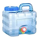 Lushandy Wasserspender mit Wasserhahn Wassertank Wasserkanister,5L/7.5L/10L/12L/15L Wasserkanister mit Hahn,Trinkwasserkanister Camping,Getränke Wasserkanister,Lebensmittelecht,Transparent (7.5L)