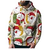 BUZHIDAO Herren Hässliche Weihnachten Pullover 3D Druck Ugly Christmas Sweater Xmas Weihnachtspullover Pullover Mit Kapuze Weihnachten Sw