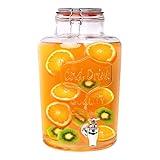 Schramm Getränkespender Zapfhahnflasche Saftkanne mit Zapfhahn Weckglasoptik Trinkgläser Cocktail Drinking Jar, 7.5 L