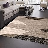 VIMODA Moderner Teppich Geometrisches Muster Meliert in Braun Beige, Maße:60x110