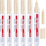 Outus 6 Stücke Fugenmörtel Fliesen Stift Wand Mörtel Restaurierung Stift Reparatur Marker Fugenmörtel Füllstift für Wiederherstellung Fliesenmörtel Wand Boden Badezimmer und Küche (Beige)