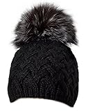 MERRYLAND Mütze Echtfellbommel Pudelmütze ECHTFELL Bommelmütze Hat Real Fur Handmade Fellbommel Echt Fell Strickmütze Bommel Pelzbommel Waschbär R