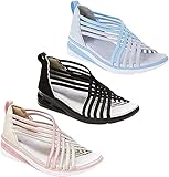 SHIJIAN Wasserbereite Sportliche Step-In-Sandale, wasserdichte Sportsandalen, sportliche Step-In-Sandalen, Damen Orthesische Sandalen, geflochtene Fischmundschuhe, Damen Wandersandalen (schwarz, 3)