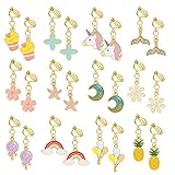 Hifot 12 Paare Clip Ohrringe Mädchen Prinzessin Kinder Ohrclips Set, Prinzessin Kleid Geburtstag Geschenk Party Favors zum Pretend Play Dress up Schmuck Zubehör in klaren Box