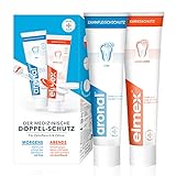 Aronal und elmex Zahnpasta Doppelschutz, 2 x 75 ml - Zahncreme für Zahnfleisch und Zähne, schü