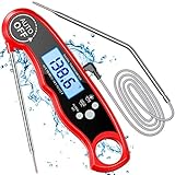 Cocoda Fleischthermometer Grillthermometer, LCD Digitales Bratenthermometer Küchenthermometer mit 2 Edelstahlsonden & Langem Draht & Magnet, Temperatur Voreinstellung für Küche Grillen Ofen Smoker Ö