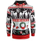 Asija Weihnachtspullover Herren Weihnachten Pullover Lustig Ugly Christmas Sweater Basic College Sweatjacke Pullover Sweatshirt Slim Fit Sweatjacke Hoodie Moden Weihnachtsp