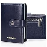 Geldbörse Herren Kreditkartenetui Herren Geldbörse klein Slim Wallet T TARANTO Kartenetui hält 10 Karten und Banknoten mit RFID-Schutz Automatisches Pop-Up Blau in Geschenkbox