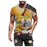 Herren Kurzarm T-Shirts mit Halloween Kürbis Bedrucktes Rundhals Kurzarmshirt Casual Tops Fit Slim Laufshirt Sportshirt Sommer Herbst Sweatshirt Party Einkaufen Freizeit Bluse Geschenk für M