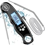 Cocoda Fleischthermometer Grillthermometer, LCD Digitales Bratenthermometer Küchenthermometer mit 2 Edelstahlsonden & Langem Draht & Magnet, Temperatur Voreinstellung für Küche Grillen Ofen Smoker Ö