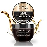 Argan Deluxe Haarmaske in Friseur-Qualität - Haarkur mit Arganöl zur intensiven Pflege - für Geschmeidigkeit & Glanz - Effektive Haarpflege für trockenes, strapaziertes & geschädigtes Haar (Alle Haartypen)