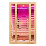 Home Deluxe – Infrarotkabine – Redsun M Deluxe – Vollspektrumstrahler und Karbon-Flächenstrahler – Holz: Hemlocktanne - Maße: 120 x 105 x 190 cm – inkl. vielen Extras und komplettem Zubehö