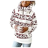 Kawaii Hoodie For Girls Halloween Pullover Damen Herbstmantel Lang Jumper 1/4 ReißVerschluss Gestreiftes Kapuzenpullover Cute Oversize Rollkragen-Kapuzen-Sweatshirt Mit Kordelzug Lang